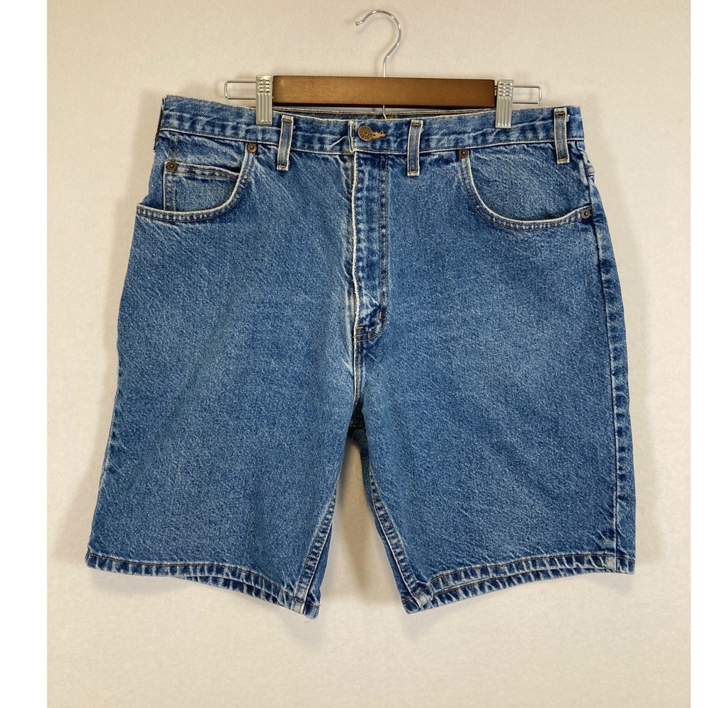 Faded Glory Denim Shorts Womens 34 Blue Medium Wash Relaxed Fit Cotton Classic